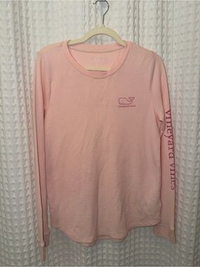 Vineyard Vines Light Pink Long Sleeve Waffle-Knit Tee
